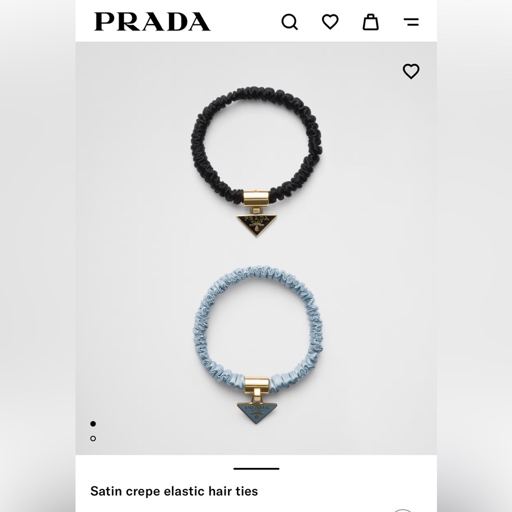 Prada Satin Crepe Hair Ties in Black and Light Blue
